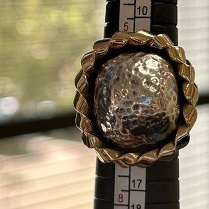 Dian Malouf Sterling Silver ring with 14k Gold Bezel - Size 7